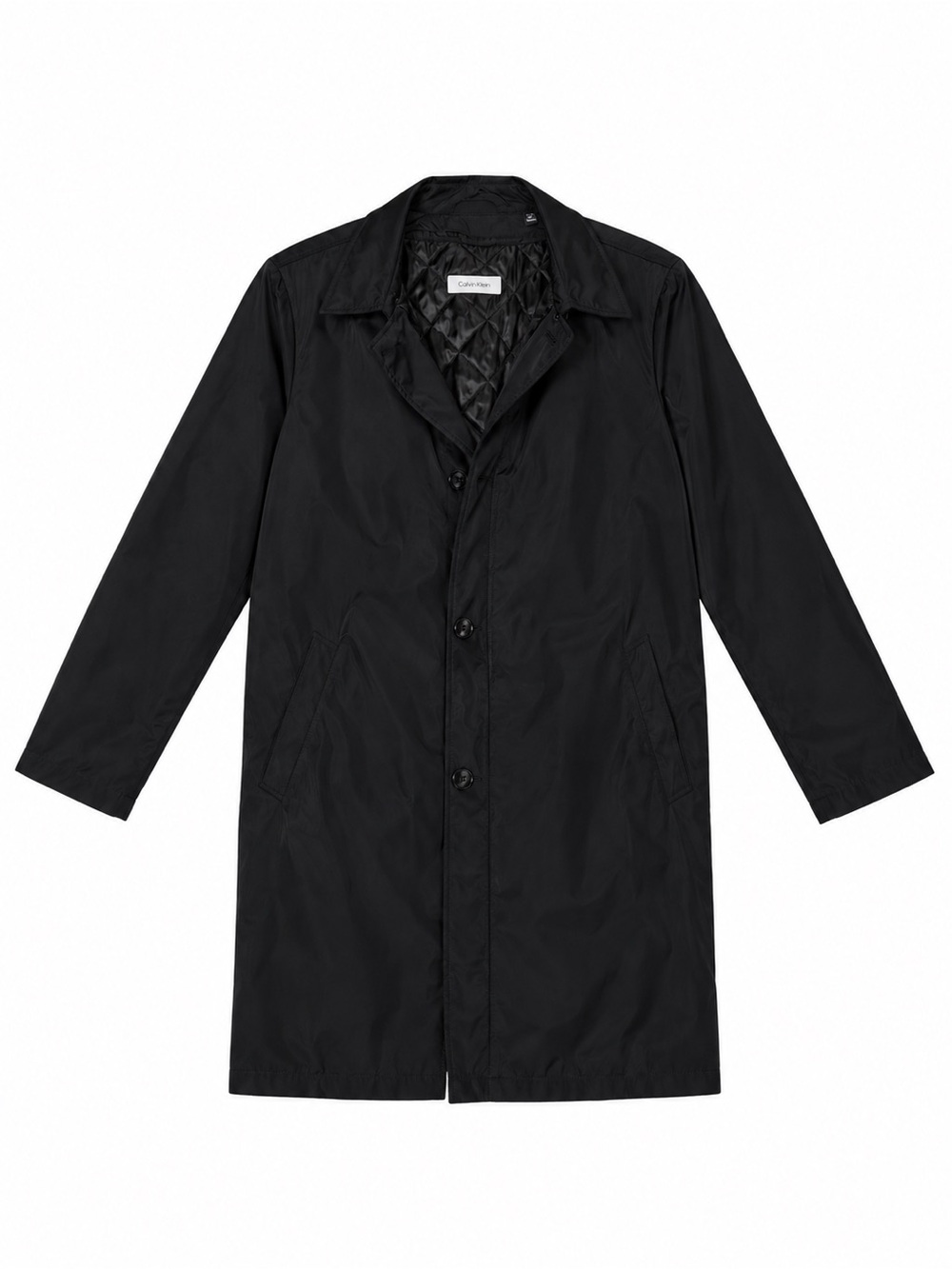 Calvin Klein Black Quilted-Lined Trench Coat